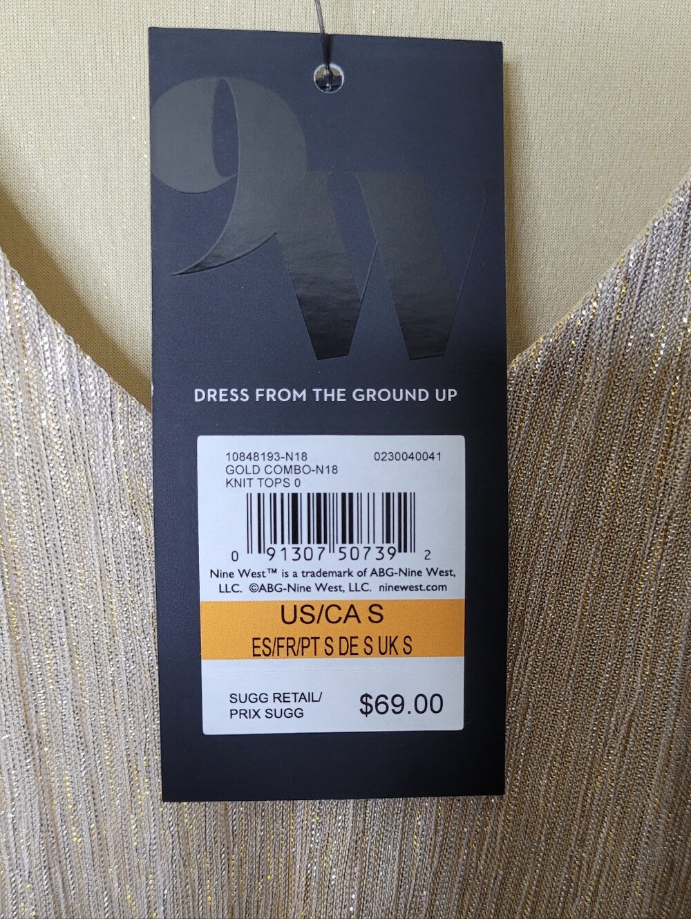 Nine West Gold Metallic Shimmer Blouse • NWT - Picture 11 of 11